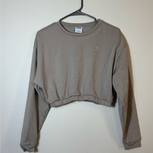 Gymshark Whitney Simmons Beige Pullover Sweatshirt Women S Logo Long Sleeve